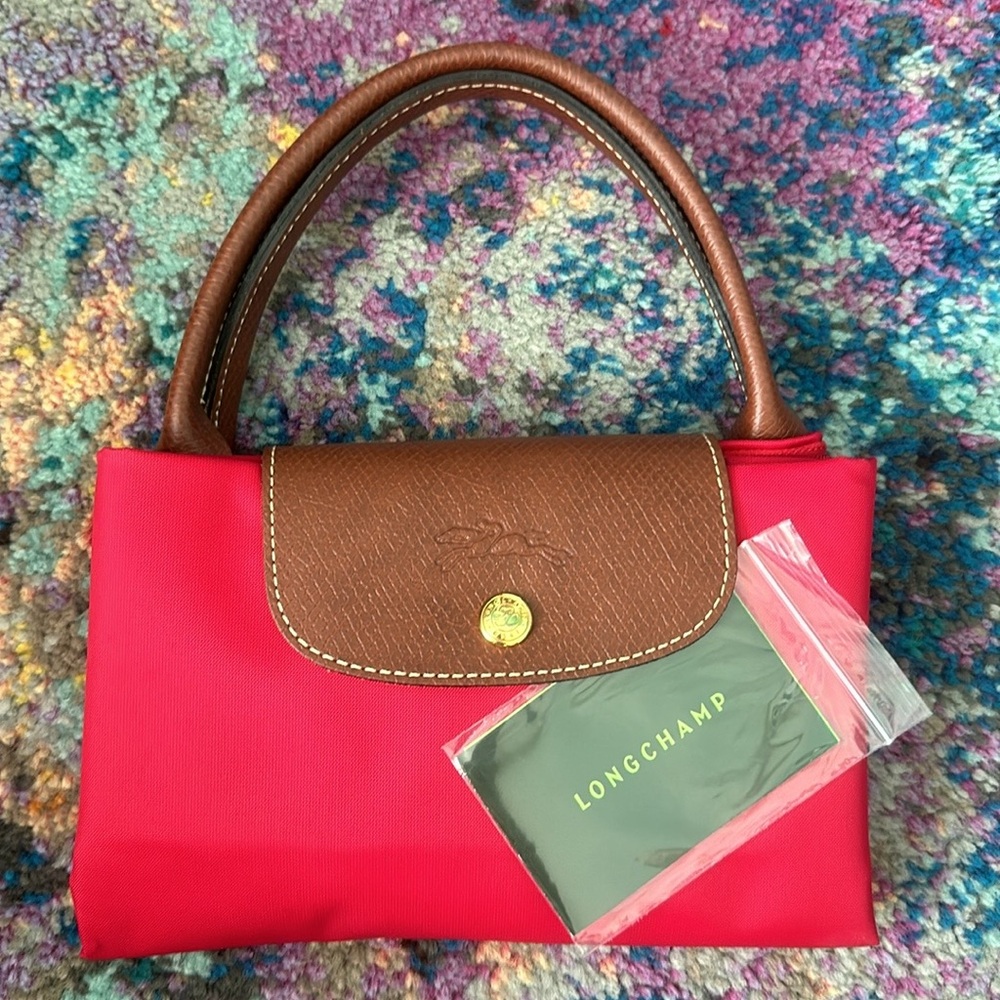 Longchamp Red and Brown Tote Bag
